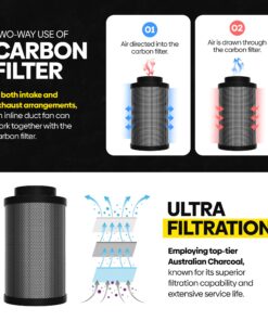 TerraBloom 8" x 24" Carbon Filter for Grow Tent - 46mm Charcoal Carbon Air Filter - Maximize Airflow with 750 CFM - Premium Carbon Air Filter & Charcoal Filter for Homes & Commercial Applications 11 81fEnF9MwaL
