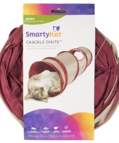 SmartyKat Crackle Chute Crinkle Activity Tunnel Cat Toy - Tan/Red, One Size Set of 1 Crackle Chute Tunnel 29 81fG2jiL EL