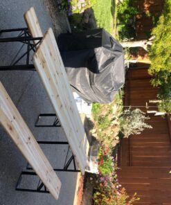 Giantex 70'' 3-Piece Portable Folding Picnic Beer Table with Seating Set Wooden Top Picnic Table for Patio Outdoor Activities Garden Use, 30'' Table Height Black(iron Frame); Wooden(tabletop & Chair Seats) 47 81fIJpoTwL 1