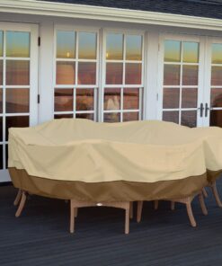 Classic Accessories Veranda Water-Resistant 108 Inch Rectangular/Oval Patio Table & Chair Set Cover, Outdoor Table Cover 108"L x 82"W x 23"H 24 81fKbED1hKL
