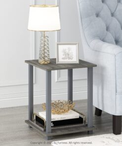 Furinno Simplistic Set of 2 End Table, French Oak Grey/Grey French Oak/Grey 2-Pack, Plastic Pole 15.6 x 15.6 30 81fLkhNzgjS