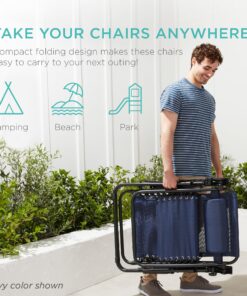 Best Choice Products Set of 2 Adjustable Steel Mesh Zero Gravity Lounge Chair Recliners w/Pillows and Cup Holder Trays, Light Blue 25 81fMibUBHrL