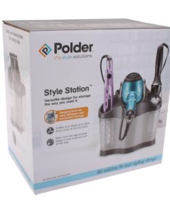 Polder Style Station, Organization for Styling Tools: Hair Dryers,Curling Irons, Straighteners, Brushes, Hang Over Towel Rack, Store Undersink or in Drawer, Black and Silver 30 81fN6jwO gS