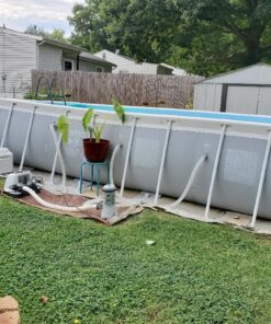 INTEX 26791EH Prism Frame Premium Rectangular Above Ground Swimming Pool Set: 16ft x 8ft x 42in – Includes 1000 GPH Cartridge Filter Pump – Removable Ladder – Pool Cover – Ground Cloth 16ft x 8ft x 42in / Rectangular 33 81fNpBTww3L