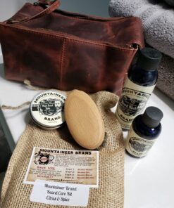 Mountaineer Brand Beard Grooming Care Kit Gifts for Men | Beard Oil (2oz), Conditioning Balm (2oz), Wash (4oz), Brush | Mustache Growth Kit, Essential Beard Kit for Men | WV Citrus & Spice Scented WV Citrus & Spice (4 Pack) 22 81fO1wmQKOL