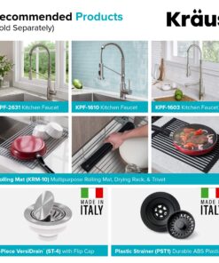 Kraus KGD-410B 24 2/5 inch Dual Mount Single Bowl Black Onyx Granite Kitchen Sink Sink with Strainer 26 81fOIMH NsL