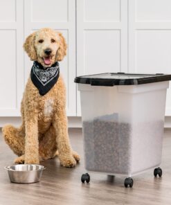 IRIS USA 65qt/16.2gal Airtight Pet Food Storage Container, Black 50 lbs Clear/Black 23 81fOOMVGMzL