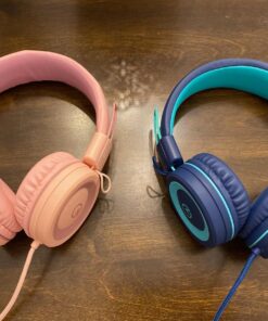 Kids Headphones - noot products K11 Foldable Stereo Tangle-Free 3.5mm Jack Wired Cord On-Ear Headset for Children/Teens/Boys/Girls/Smartphones/School/Kindle/Airplane Travel/Plane/Tablet (Navy/Teal) Navy/Teal 68 81fQYakG3AL