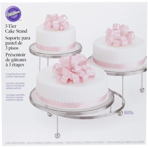 Wilton Cakes 'N More 3-Tier Cupcake and Cake Stand Display, Silver