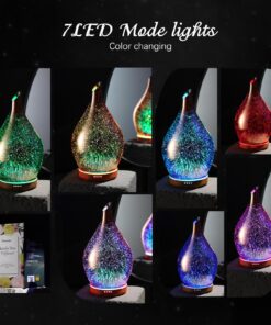 Porseme 280ml Essential Oil Diffuser, 3D Glass Aromatherapy Diffusor, Ultrasonic Cool Mist BPA Free Aroma Humidifier with Timer and Color Changing Function, Waterless Shut-Off for Home Office Room G2-280ml Rose Gold Aladdin Vase 16 81fRQkFB2LL