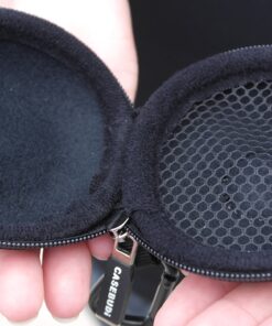 CASEBUDi Round Earbud and Phone Charger Storage Case with Carabiner | Black Ballistic Nylon 12 81fSjefcqjL