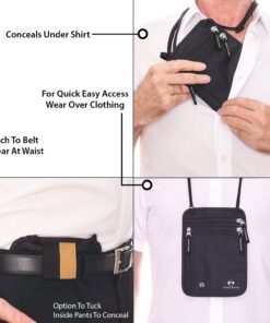 Neck Wallet Travel Pouch & Passport Holder - RFID Blocking plus 5 RFID Sleeves Deluxe Black Premium 19 81fWvjqDuoL 1