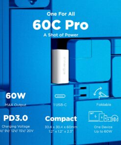 Innergie 60C-60 Watt PD 3.0 USB-C Wall Charger,Fast Charge 60W PD 3.0 Portable Laptop Power Adapter(Foldable Ver),Compatible with Switch/iPhone 15/MacBook Pro/Air/iPad/Windows PC(Delta Electronics) 60 Watts Foldable 27 81fXWBJ2xtL