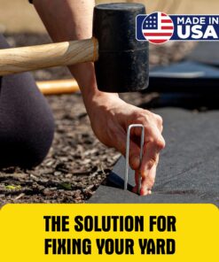 6 Inch Galvanized Landscape Staples Made in USA - 100 Metal Garden Stakes for Gardening - 11 Gauge Anti-Rust Heavy-Duty Ground Sod Pins Yard Stakes for Weed Barrier Fabric Irrigation Tubing Hose 28 81fXnDz6CTL