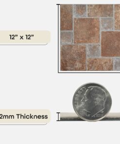 Nexus Self Adhesive 12-Inch Vinyl Floor Tiles, 20 Tiles - 12" x 12", Brick Pavers Pattern - Peel & Stick, DIY Flooring for Kitchen, Dining Room, Bedrooms & Bathrooms by Achim Home Decor 32 81fY3aHWJHL