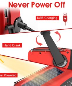 Emergency Hand Crank Radio with LED Flashlight for Emergency, AM/FM NOAA Portable Weather Radio with 2000mAh Power Bank Phone Charger, USB Charged & Solar Power for Camping, Emergency 27 81fYozP1psL