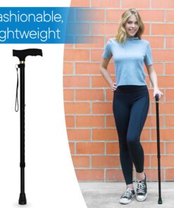 RMS Walking Cane - Adjustable Walking Stick - Lightweight Aluminum Offset Cane with Ergonomic Handle and Wrist Strap - Ideal Daily Living Aid for Limited Mobility Black 9 81fb3M3SuAL