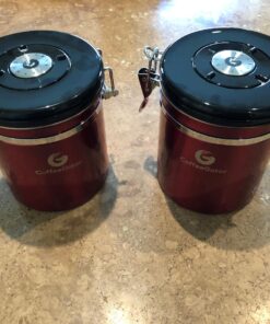 Coffee Gator Stainless Steel Canister - Medium 16oz, Silver Coffee Grounds and Beans Container with Date-Tracker, CO2-Release Valve, and Measuring Scoop - Ideal Coffee Lovers Gifts for Her - 2 Pack Travel Silver 48 81fbp9aH YL