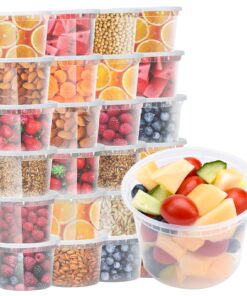 Glotoch 24 Pack 16 oz. (2 Cups) Plastic Food and Drink Storage Containers Set with Lids - Microwave, Freezer & Dishwasher Safe Eco-Friendly, BPA-Free, Reusable & Stackable 16 oz. - 24 Sets 32 81fcWDDB nL