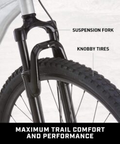 Mongoose Impasse Full Suspension Mountain Bike, Men and Women, 18-Inch Aluminum Frame, 29-Inch Wheels, Front and Rear Disc Brakes, Twist Shifters, 21-Speed Rear Deraileur, Silver 26 81fcxJ6GGnL