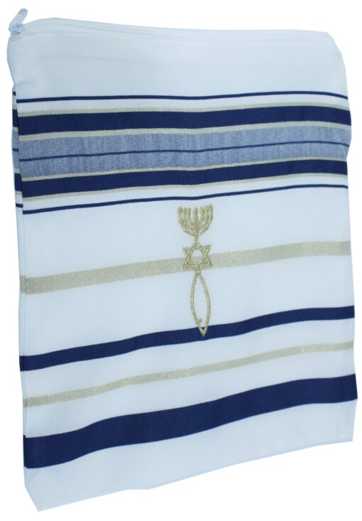 Holy Land Market Messianic Christian Shawl/Tallit - The Messiah Tallit - Navy Blue - Small