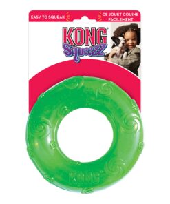 KONG - Squeezz® Ring - Strong Squeaky Dog Toy, bounces and squeaks even if punctured - For Large Dogs (Assorted Colors) 17 81fdaL1T4GL