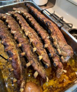 Sorbus® Non-Stick Rib Rack - Porcelain Coated Steel Roasting Stand – Holds 4 Rib Racks for Grilling & Barbecuing - Perfect BBQ Accessories for Smoker and Grill - Durable and Convenient Design (Black) 28 81feewRZlNL