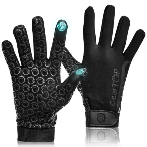 GearTOP Touchscreen Winter Gloves for Women & Men - Hiking Running Gloves for Cold Weather - Work Driving Bike Black Gloves for Men Warm Glove Liners Large