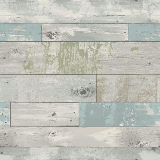 NuWallpaper NU3126 Beachwood Peel & Stick Wallpaper, Multicolor , Blue