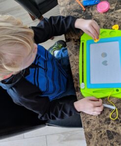 AiTuiTui Magnetic Drawing Board Mini Travel Doodle, Erasable Writing Sketch Colorful Pad Area Educational Learning Toy for Kid/Toddlers/Babies with 3 Stamps and 1 Pen (Green) Green 35 81finfAWwCL