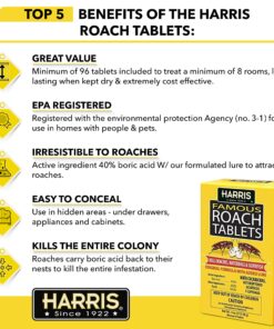 Harris Roach Tablets, Boric Acid Roach Killer with Lure for Insects (4oz, 96 Tablets) 4 oz 26 81fkGYayzPL
