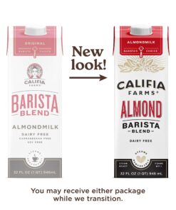 Alternative view of Califia Farms - Original Almond Barista Blend Almond Milk 32 Oz (Pack Of 6), Shelf Stable, Dairy Free, Plant Based, Vegan, Gluten Free, Non GMO, High Calcium, Milk Frother, Creamer 32 Fl Oz (Pack of 6)