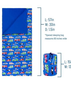 Wildkin Kids Sleeping Bags for Boys and Girls, Measures 57 x 30 x 1.5 Inches, Cotton Blend Materials Sleeping Bag for Kids, Ideal Size for Parties, Camping & Overnight Travel (Heroes) Heroes 10 81floeJMQL