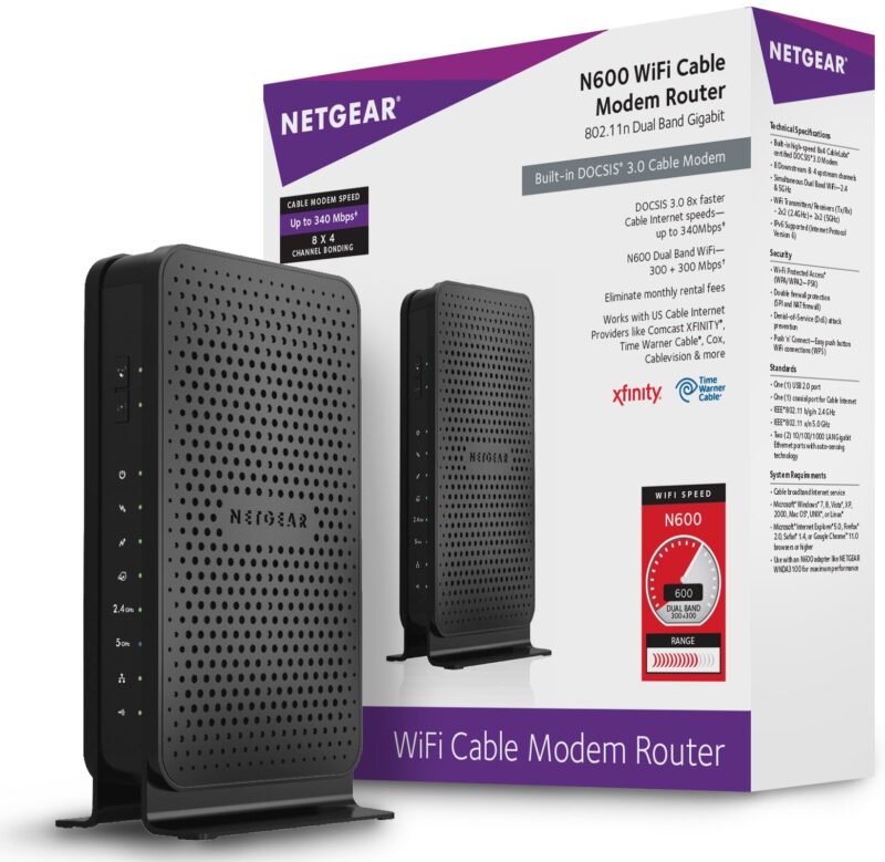 Catalog 7 NETGEAR N600 (8x4) WiFi DOCSIS 3.0 Cable Modem Router (C3700) Certified for Xfinity from Comcast, Spectrum, Cox, Spectrum & more