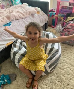 Creative QT Stuff ’n Sit Extra Large 38’’ Bean Bag Storage Cover for Stuffed Animals & Toys – Gray & White Stripe – Toddler & Kids’ Rooms Organizer – Giant Beanbag Great Plush Toy Hammock Alternative Grey/White Striped X-Large 37 81foC9HB8YL 1