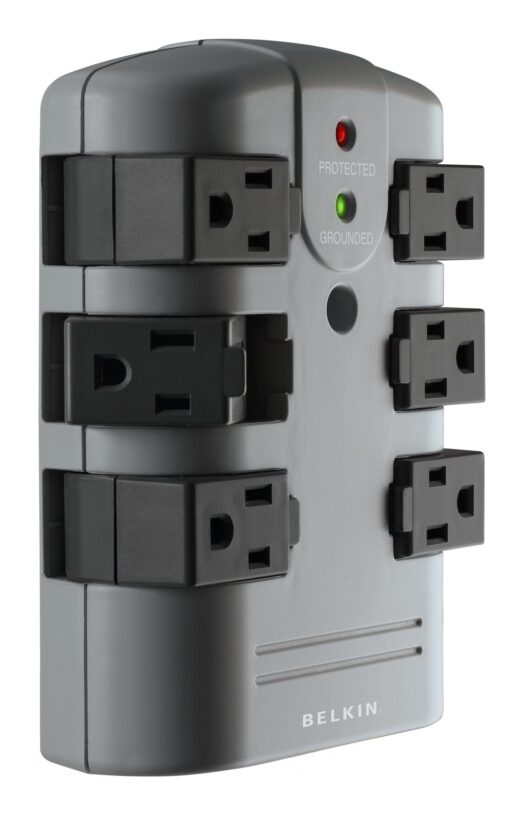 Belkin Power Strip Surge Protector - 6 Rotating AC Multiple Outlets, Flat Pivot Plug - Heavy Duty Wall Outlet Extender for Home, Office, Travel, Computer Desktop & Phone Charging Brick (1,080 Joules) 1 Pack