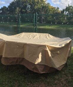 Classic Accessories Veranda Water-Resistant 108 Inch Rectangular/Oval Patio Table & Chair Set Cover, Outdoor Table Cover 108"L x 82"W x 23"H 35 81frKByArQL