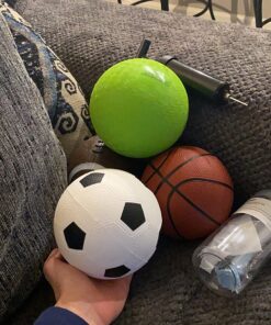 AppleRound Pack of 4 Sports Balls with 1 Pump: 1 Each of 5" Soccer Ball, 5" Basketball, 5" Playground Ball, and 6.5" Football (4 Balls and 1 Pump) 43 81ftn7Vw3oL