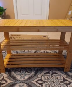 SONGMICS Shoe Rack Bench, 3-Tier Bamboo Shoe Storage Organizer, 11.3 x 27.6 x 17.8 Inches, Natural ULBS04N 31 81fwRRhpK L