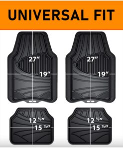 Armor All® 4-Piece Rubber Floor Mats, All-Weather Protection, Universal, Trim to Fit Front, Back, Full Coverage Custom Fit Mats for Cars, Trucks, SUVs - (Black) 4-Piece Black Rubber Floor Mats 35 81fxApfWPfL