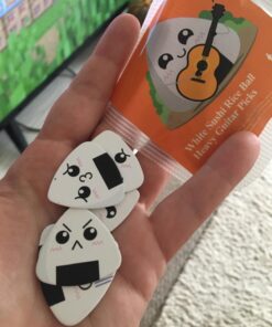 Dulphee Guitar Picks, Ukulele Picks White Sushi Rice Balls Pattern Guitar Picks Classical Triangle 0.96mm Heavy Guitar Plectrums 12 Pack for Bass, Acoustic & Electric Guitars White Rice Ball 12 pack 35 81fyBQElTmL