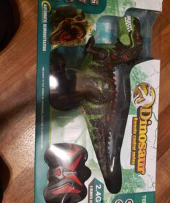 TEMI 8 Channels 2.4G Remote Control Dinosaur Toys for Kids 3 4 5 6 7 Years, Electric Stunt RC Walking T- Rex Toy with Lights and Sounds Powered by Rechargeable Battery, Gift for Boys 1 pack with remote 32 81fygGUeG1L