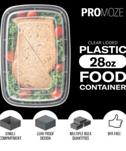 Alternative view of 50-Pack Reusable Meal Prep Containers Microwave Safe Food Storage Containers with Lids, 28 oz - 1 Compartment Take Out Disposable Plastic Bento Lunch Box To Go, BPA Free - Dishwasher & Freezer Safe