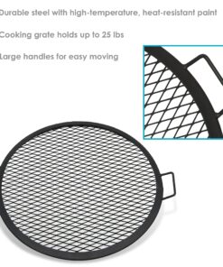 Sunnydaze X-Marks Fire Pit Cooking Grate - Outdoor Round Black Steel BBQ Campfire Grill with Handles - 24-Inch 24 in 12 81fz83hF1cL