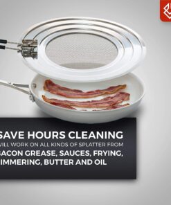 Dishwasher-Safe Splatter Screen Splash Guard for Kitchen Frying Pan Grease - Shields 99% of Stove Top from Bacon, Oil, or Deep Fryer - Easy to Clean or Store - Foldable Heat-Resistant Silicone Handle 27 81fzWoab6kS