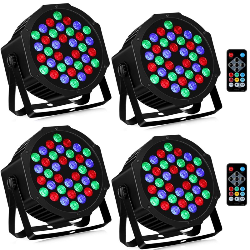 Catalog 1 36LEDs Stage Par Lights 4 Pack - RGB LED Par Lights Sound Activated Auto Play by Remote & DMX Control Uplights for Wedding Birthday Church Music Light Show DJ Dance Party Events Stage Lighting 36LEDs Par Lights 4 Pack