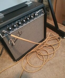 GLS Audio Instrument Cable - 1/4 Inch TS to 1/4 Inch Instrument Cable for Bass/Electric Guitar- Brown/Yellow Braided Tweed, 15ft 15 Ft. Straight Gold 28 81g2Jb7wA1L