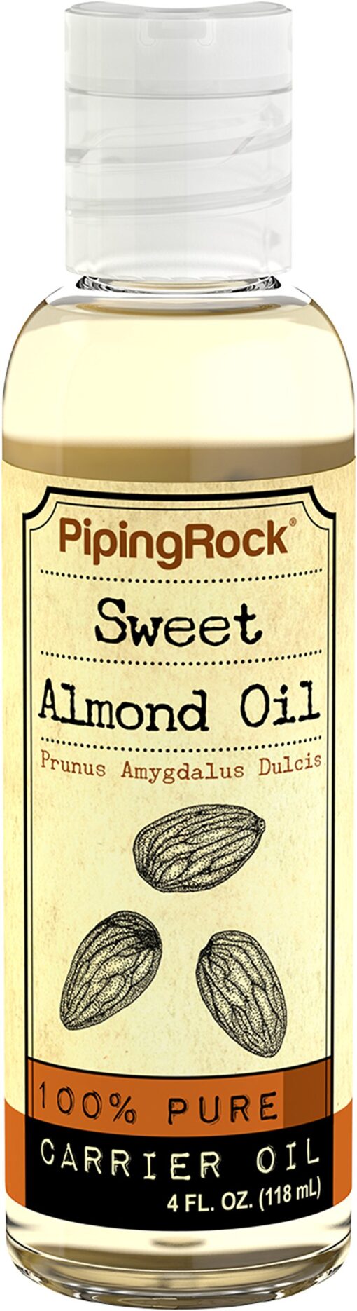 Sweet Almond Oil 4 fl oz | Carrier Oil | Moisturizing Massage Oil for Face, Hair, Skin, and Nails | by Piping Rock