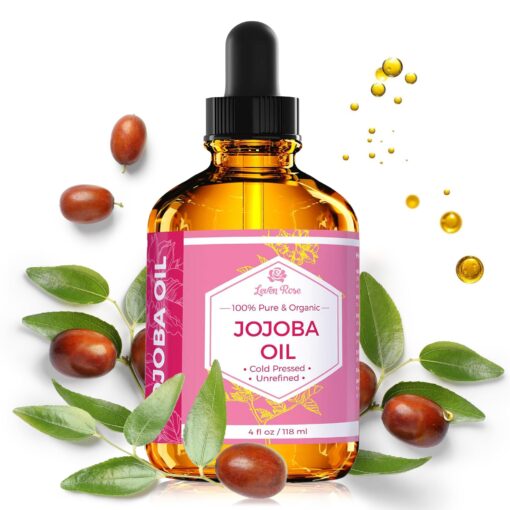 Leven Rose Jojoba Oil, Pure Cold Pressed Natural Unrefined Moisturizer for Skin Hair and Nails 4 oz 4 Fl Oz (Pack of 1)