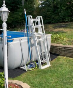 Vinyl Works SLA A-Frame 48-56 Inch Adjustable Above Ground Swimming Pool Ladder Entry System with Slide Lock Barrier and Handrails, White 21 81g3UC3MHL